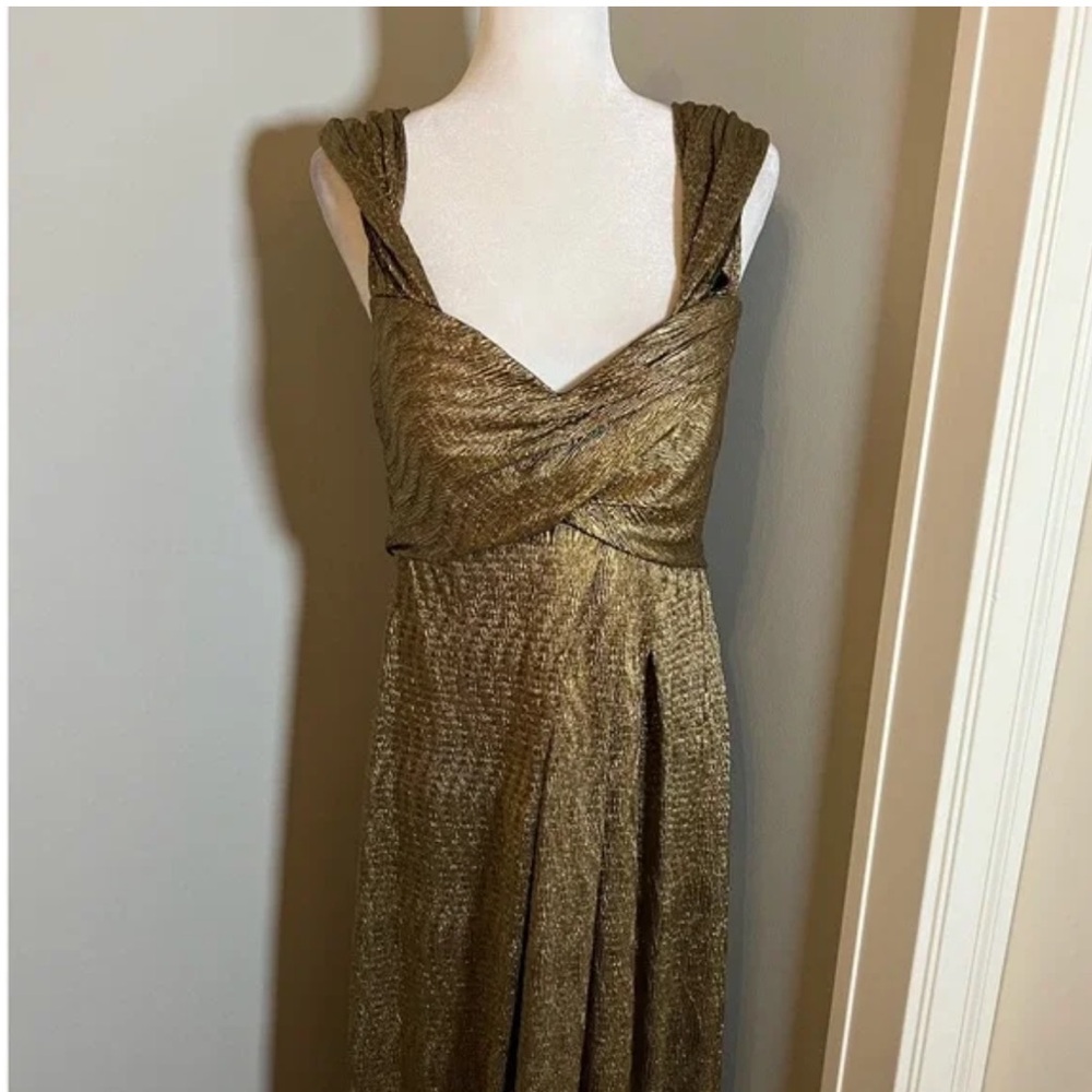 RENE RUIZ COLLECTION Gold Off The Shoulder Maxi Gown Formal RR21-102TJ SZ